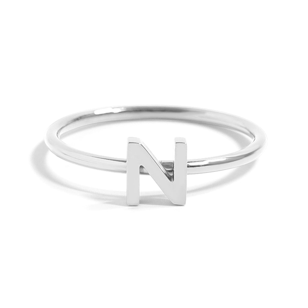 Stainless Steel Stacking Rings – Durable Personalized Initial Rings N-Z, Hypoallergenic 316L