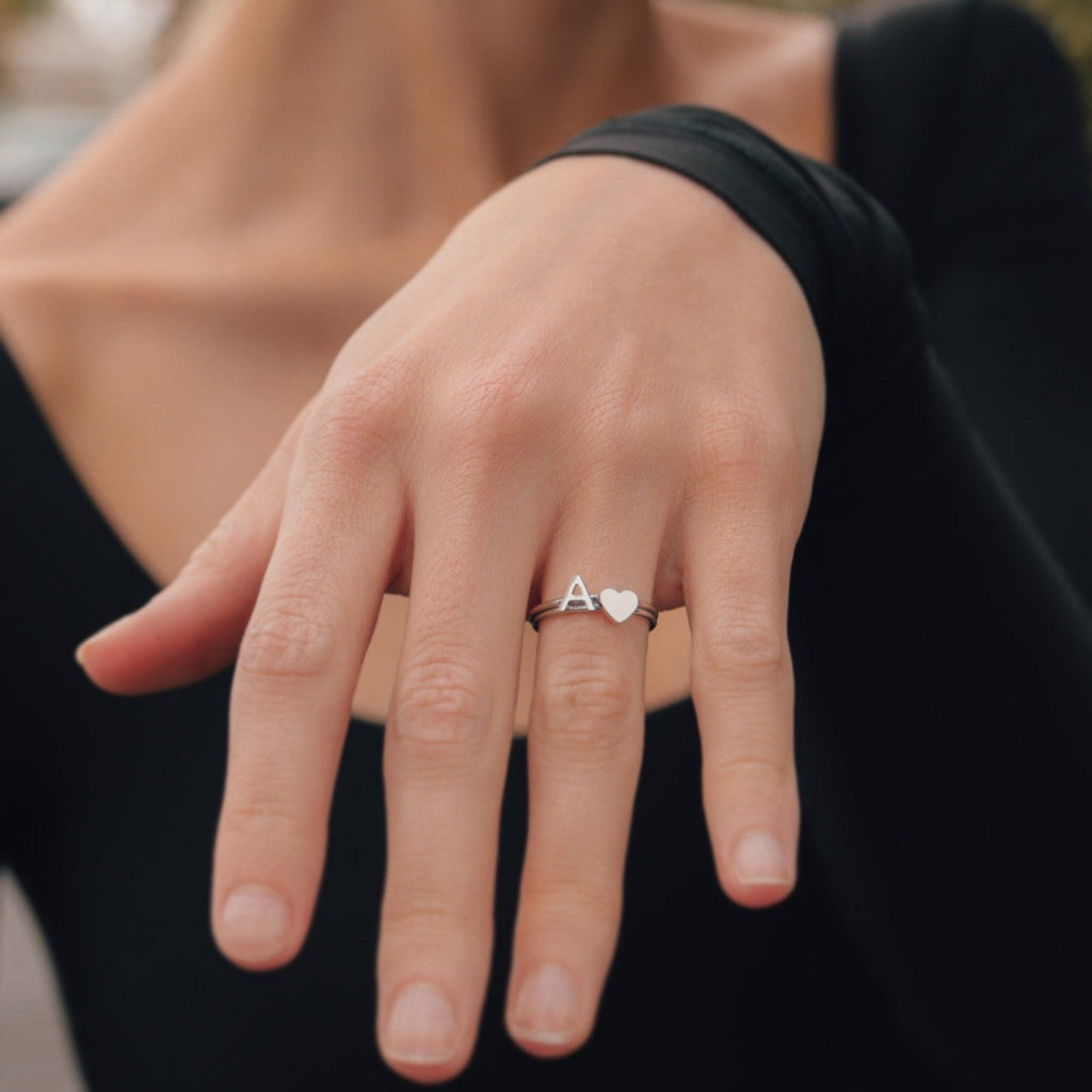 Stainless Steel Stacking Rings – Durable Personalized Initial Rings N-Z, Hypoallergenic 316L