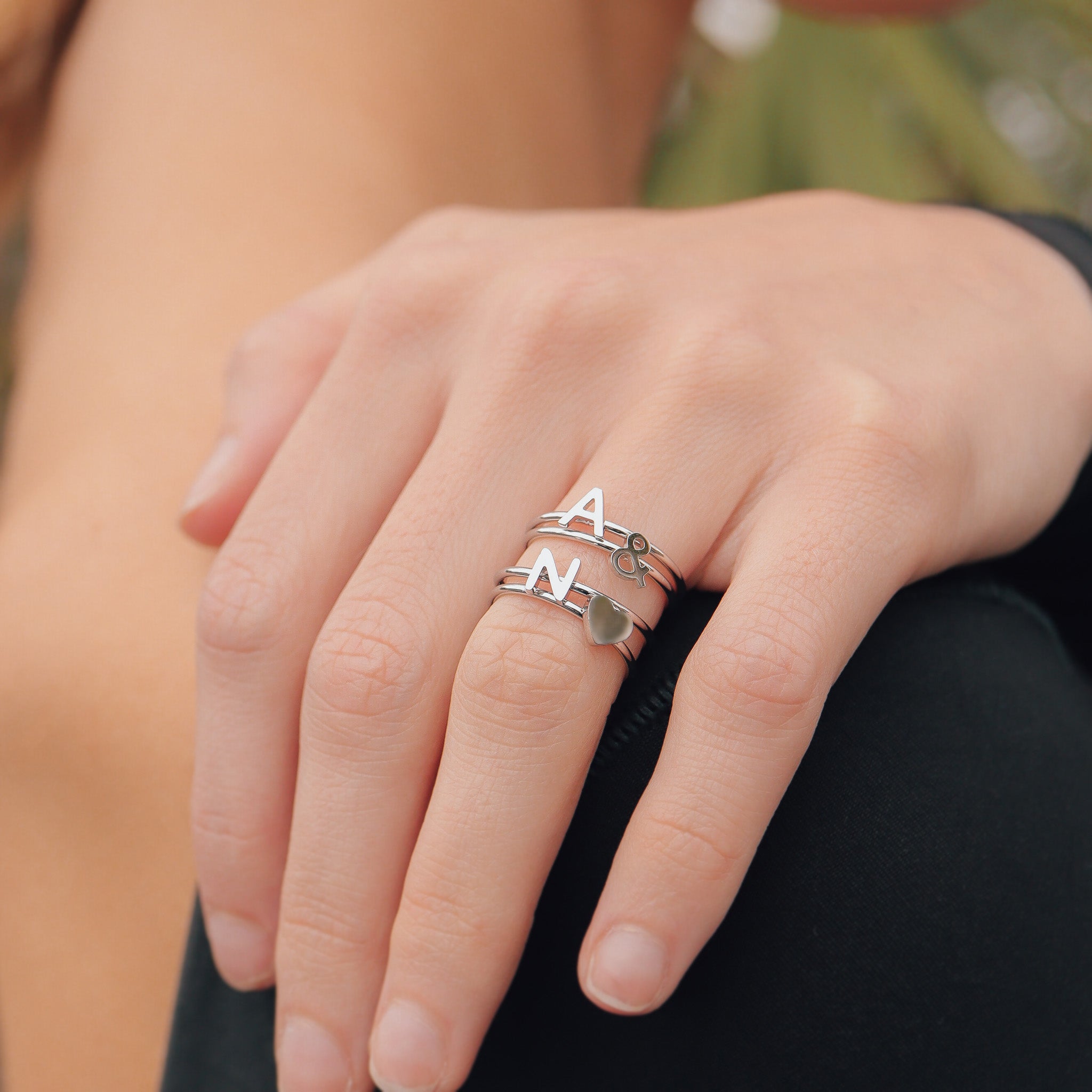 Stainless Steel Stacking Rings – Durable Personalized Initial Rings N-Z, Hypoallergenic 316L