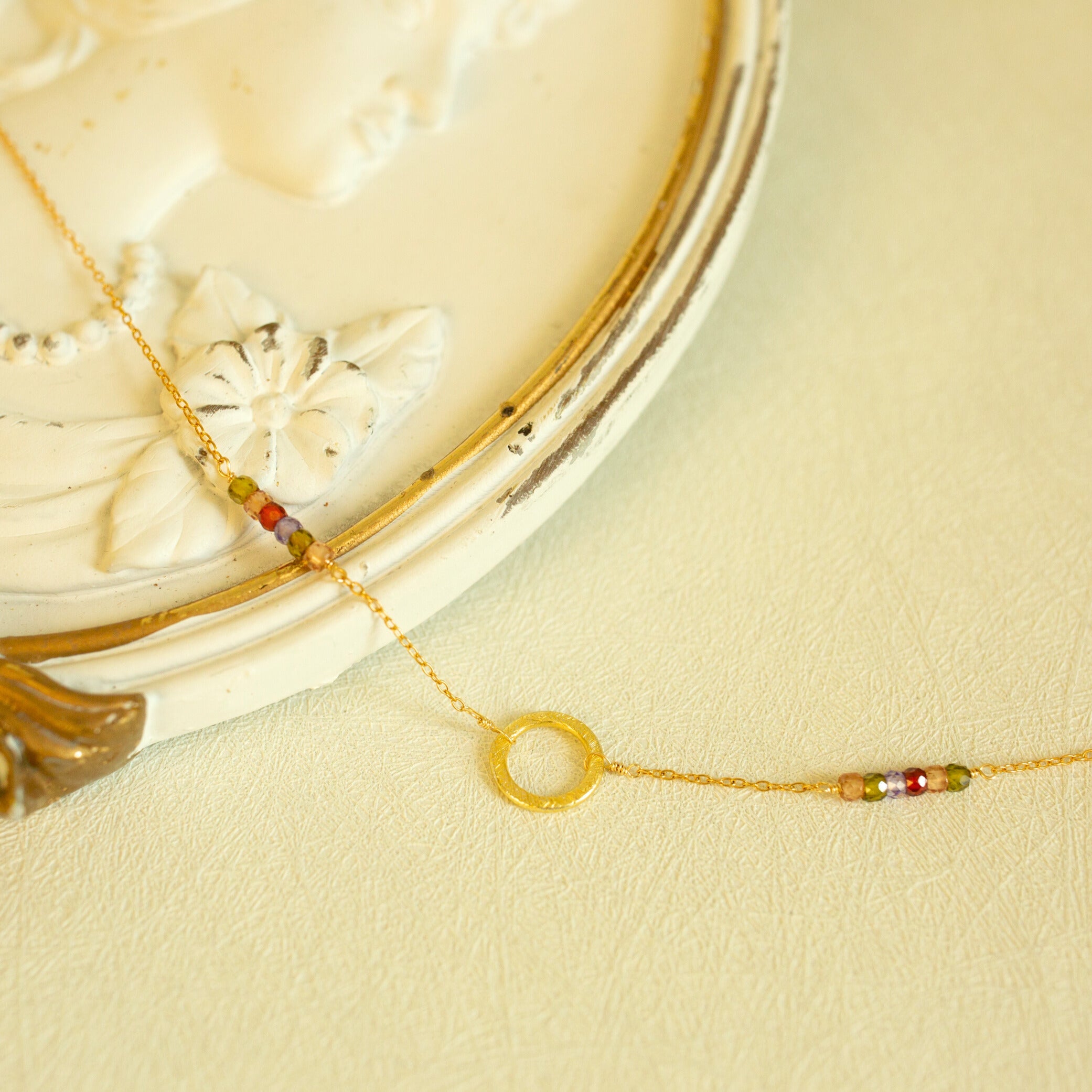 Solara Necklace – Handmade Adjustable Chain Gold Vermeil Necklace with Gemstones