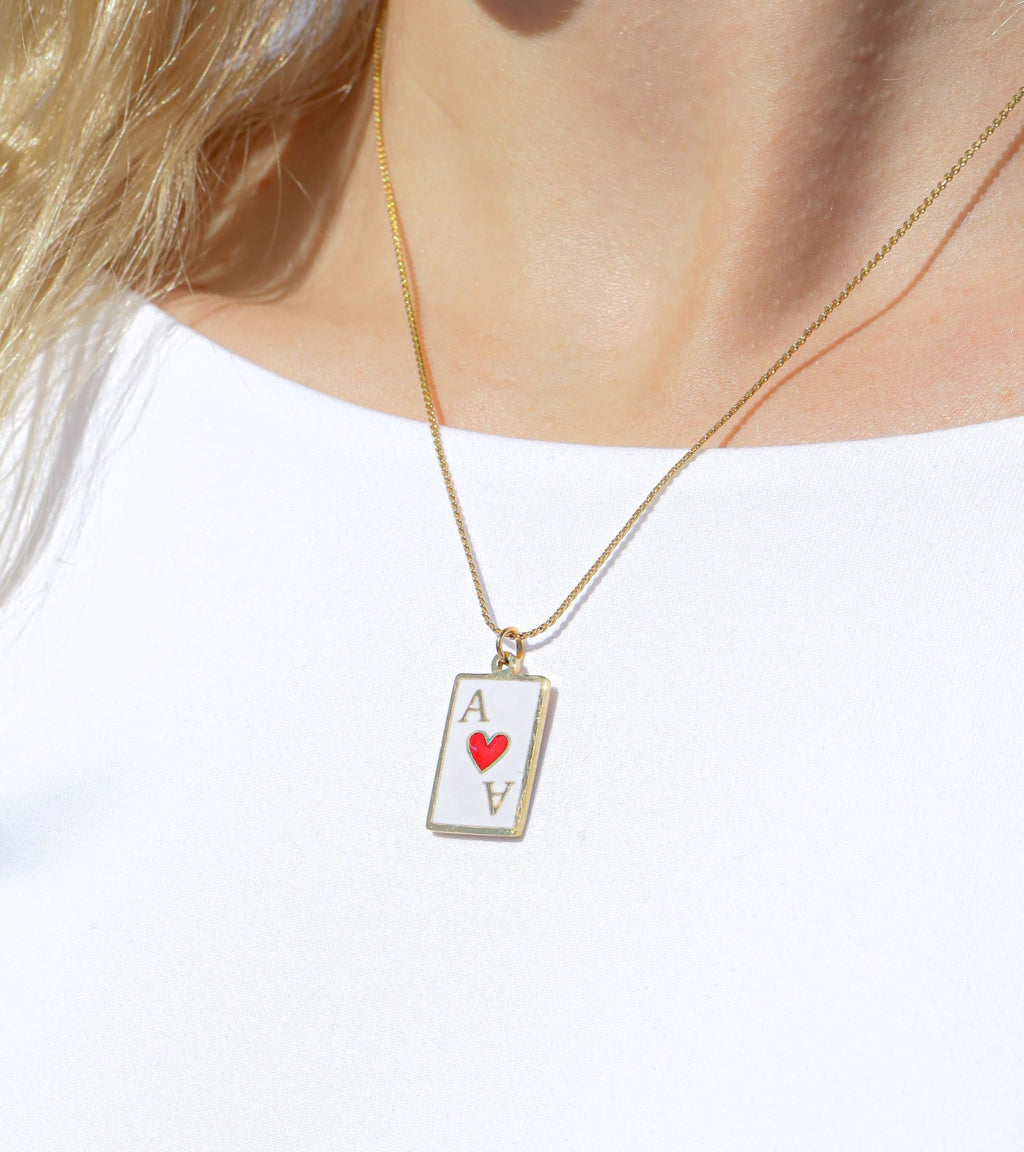 Ace of Hearts Pendant – 18K Gold Playing Card Charm | Waterproof Stainless Steel Jewelry - charm | Sunflower Soul Boutique