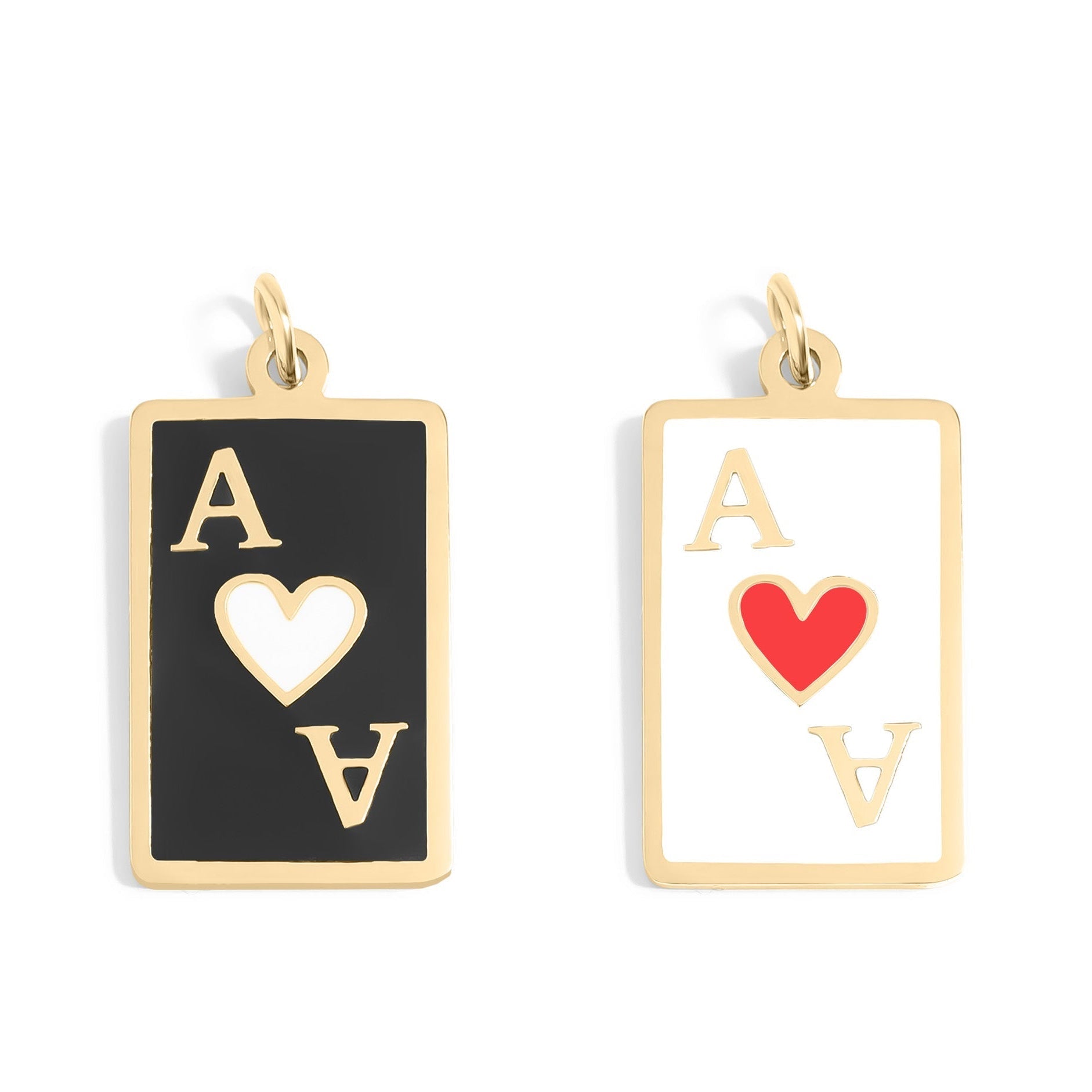 Ace of Hearts Pendant – 18K Gold Playing Card Charm | Waterproof Stainless Steel Jewelry - charm | Sunflower Soul Boutique
