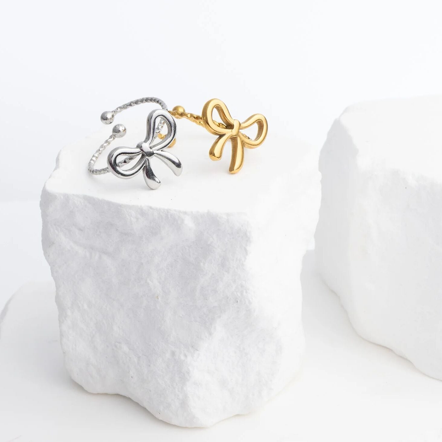 Adjustable Bow Ring – 18K Gold PVD Stainless Steel | Hypoallergenic, Scratch Resistant - Rings | Sunflower Soul Boutique