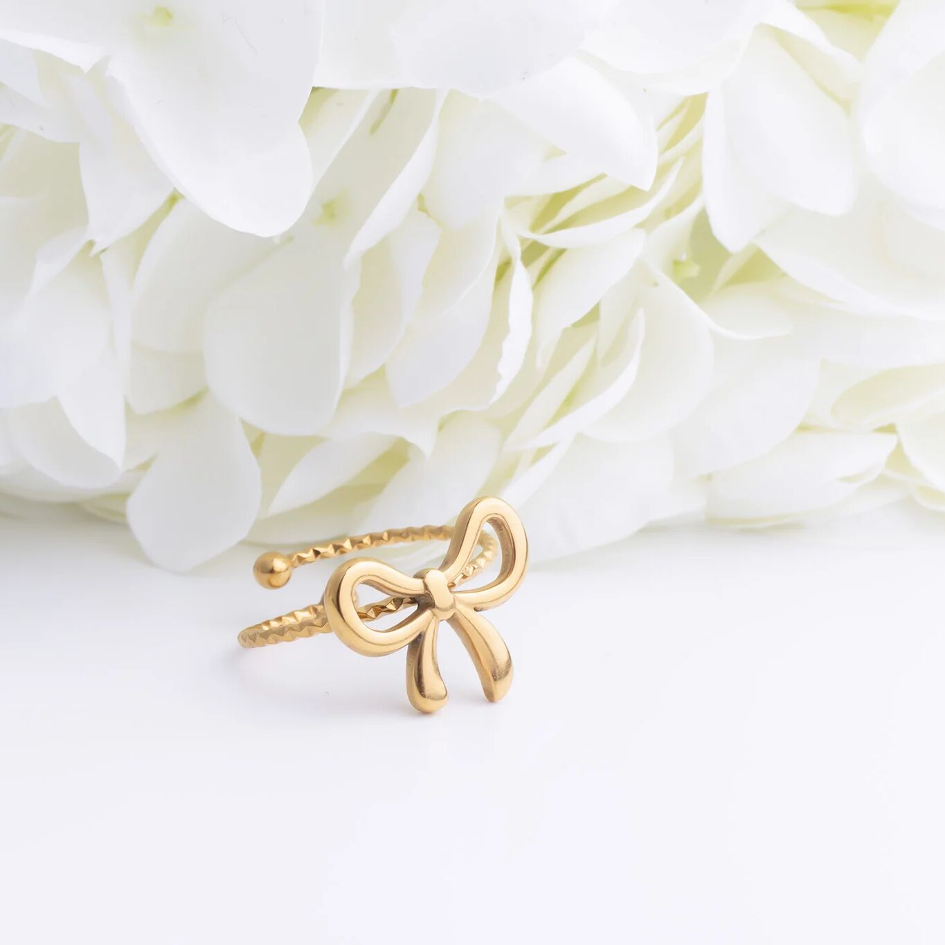 Adjustable Bow Ring – 18K Gold PVD Stainless Steel | Hypoallergenic, Scratch Resistant - Rings | Sunflower Soul Boutique
