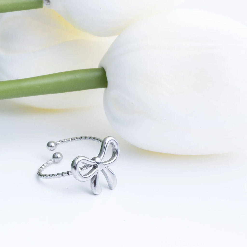 Adjustable Bow Ring – 18K Gold PVD Stainless Steel | Hypoallergenic, Scratch Resistant - Rings | Sunflower Soul Boutique
