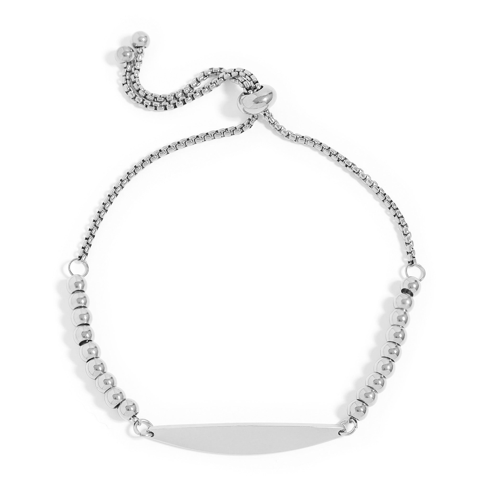 Adjustable Gold Bar Bracelet – Engraved Curved Beaded Stainless Steel Jewelry - Bracelets | Sunflower Soul Boutique