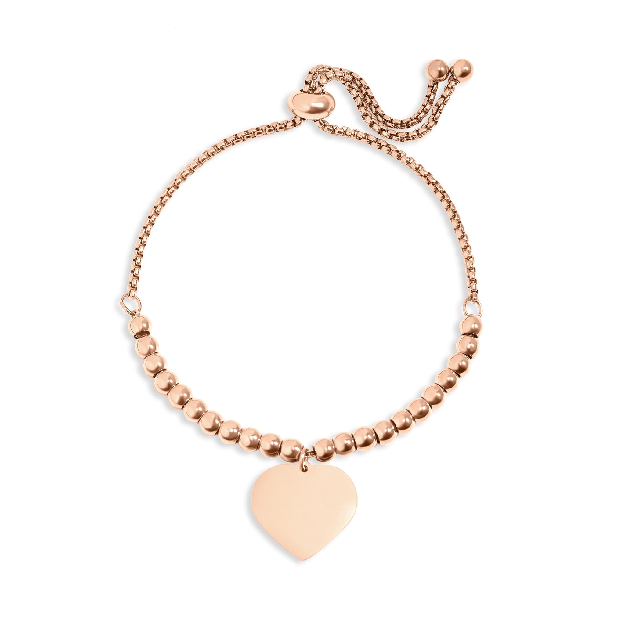 Adjustable Gold Bracelet – Heart Beaded Design with Sliding Clasp | 18K Gold PVD Finish - Bracelets | Sunflower Soul Boutique