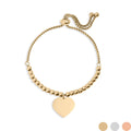 Adjustable Gold Bracelet – Heart Beaded Design with Sliding Clasp | 18K Gold PVD Finish - Bracelets | Sunflower Soul Boutique