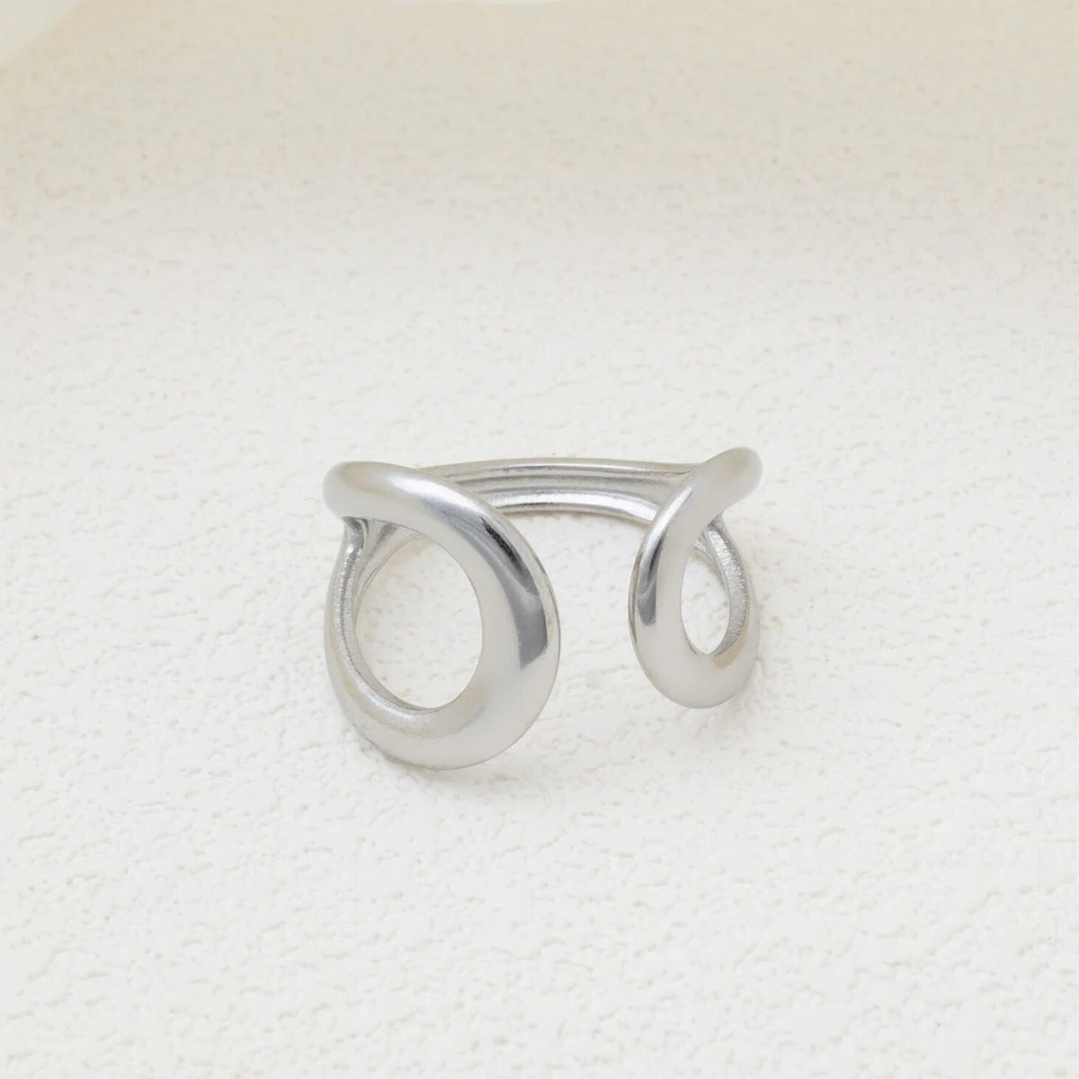 18K Gold PVD Stainless Steel Crescent Cuff Adjustable Ring - silver studio