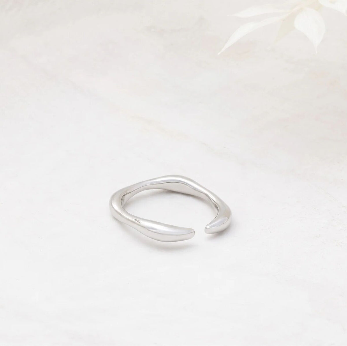 18K Gold PVD Stainless Steel Adjustable Simple Ring- silver studio