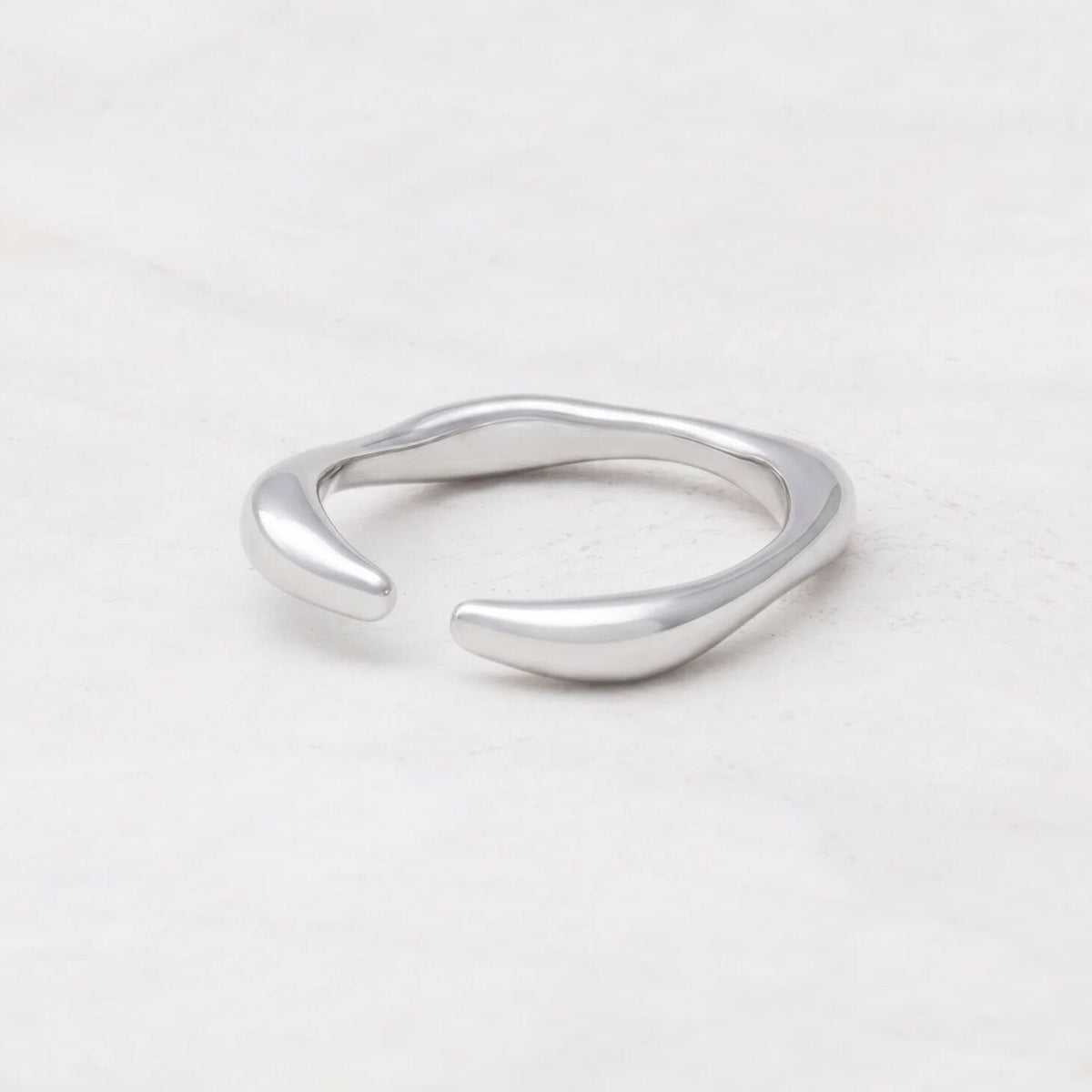 18K Gold PVD Stainless Steel Adjustable Simple Ring- silver studio