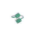 Adjustable Green CZ Statement Ring - Double Einstein Design | Sterling Silver