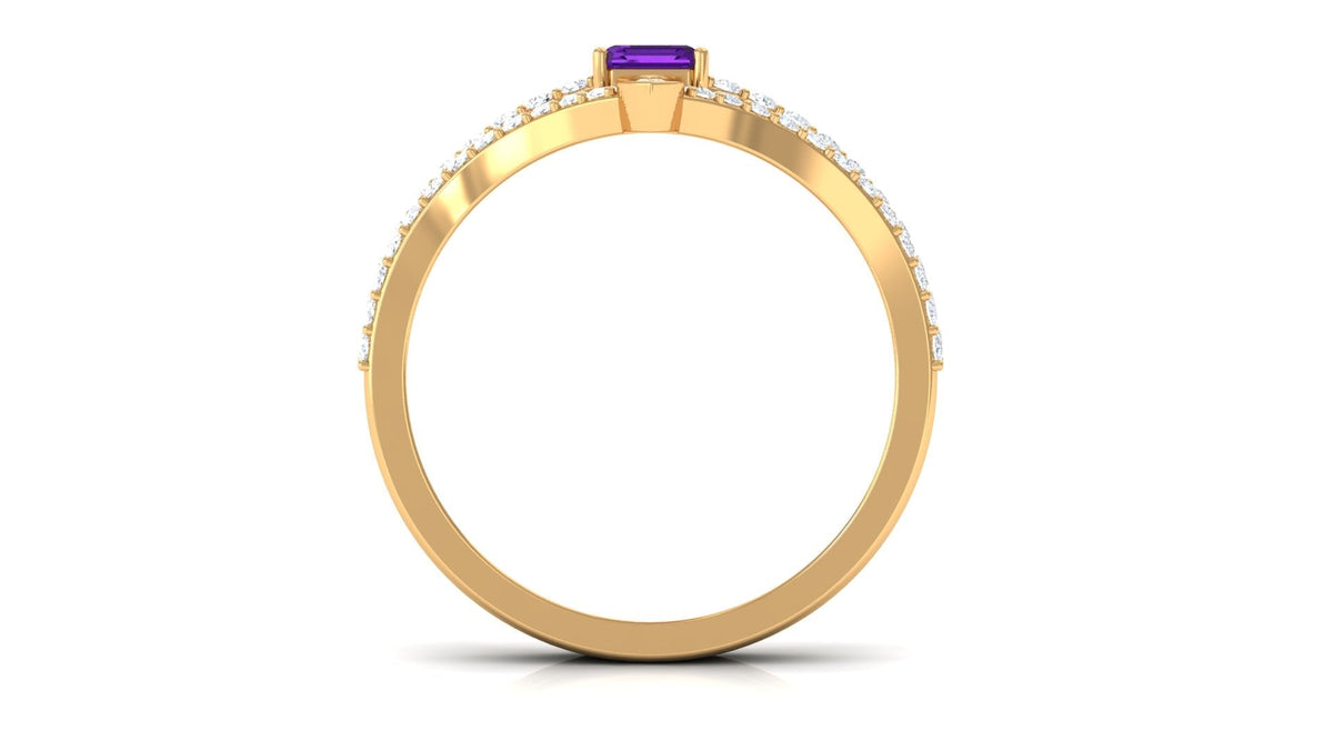 Amethyst Wedding Ring Set – 1.4 Carat Emerald Cut Solitaire Engagement Ring