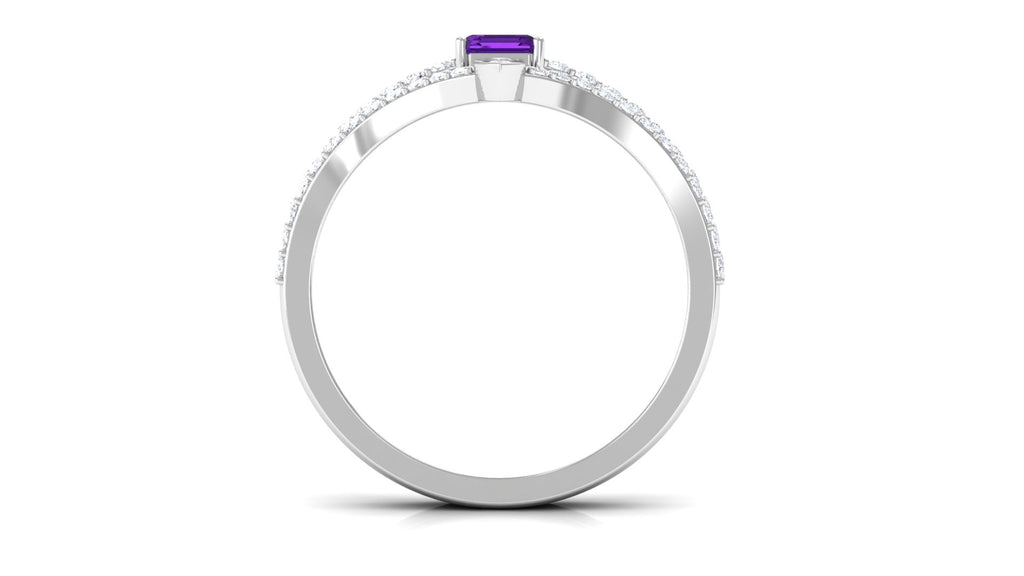 Amethyst Wedding Ring Set – 1.4 Carat Emerald Cut Solitaire Engagement Ring
