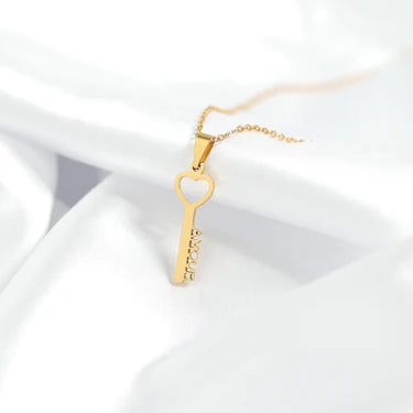 18K Gold PVD Stainless Steel Amour Key Pendant Necklace
