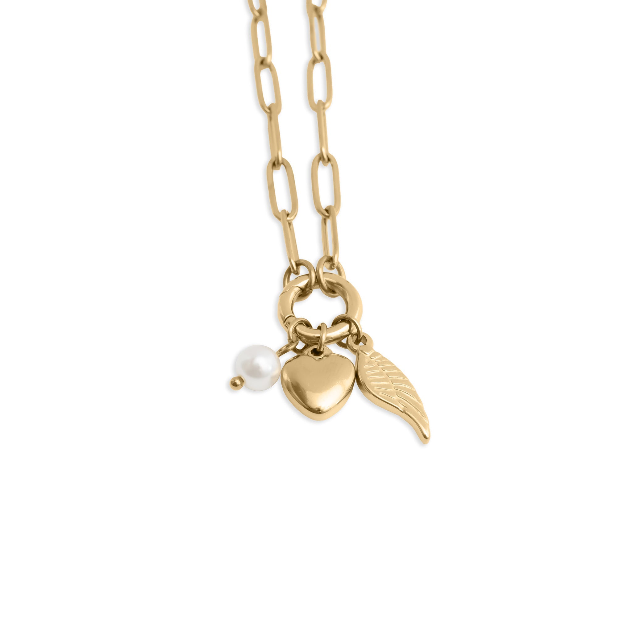 Angel Wing Necklace – Gold Charm Paperclip Holder | Stainless Steel Gift Set - Charm Necklace | Sunflower Soul Boutique
