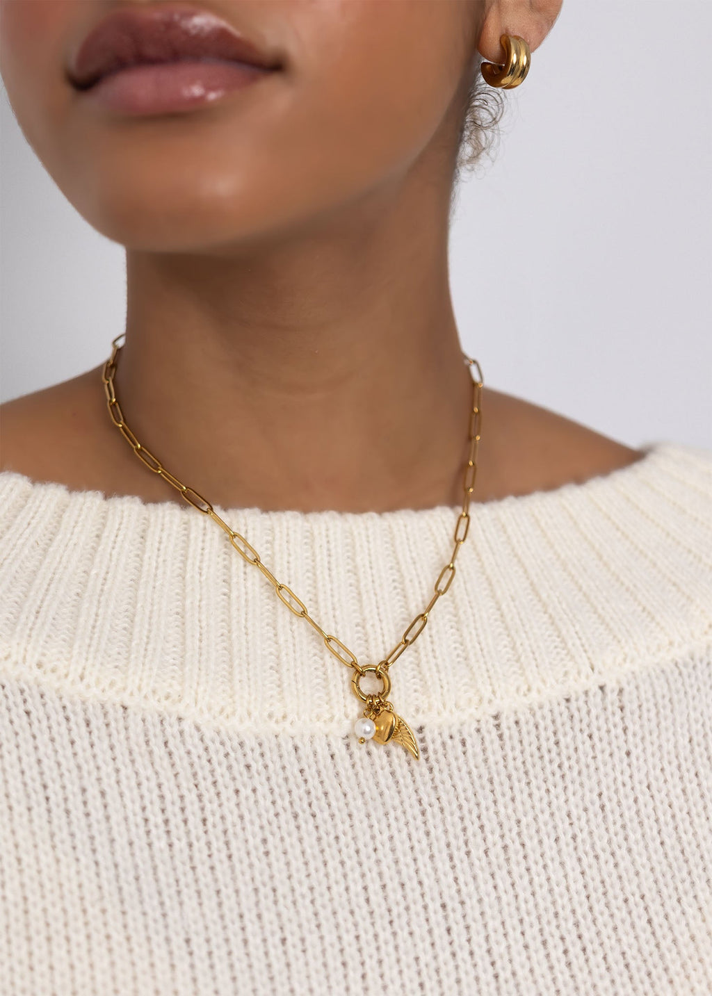 Angel Wing Necklace – Gold Charm Paperclip Holder | Stainless Steel Gift Set - Charm Necklace | Sunflower Soul Boutique