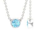 Aquamarine Birthstone Necklace – Minimalist Solitaire Pendant With Bezel Set Gemstone