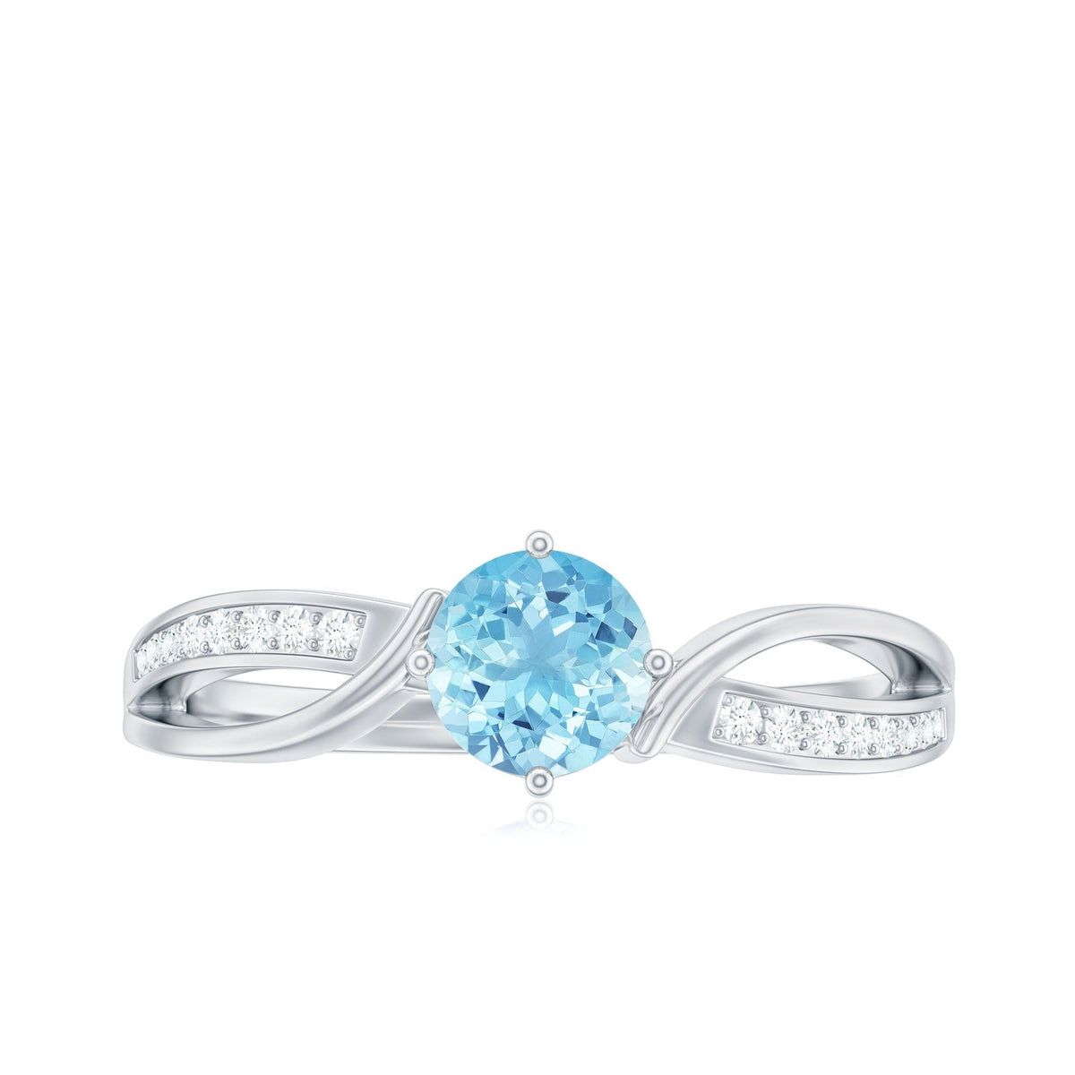 Aquamarine Engagement Ring – 0.8 Carat Blue Gemstone With Diamond Infinity Band