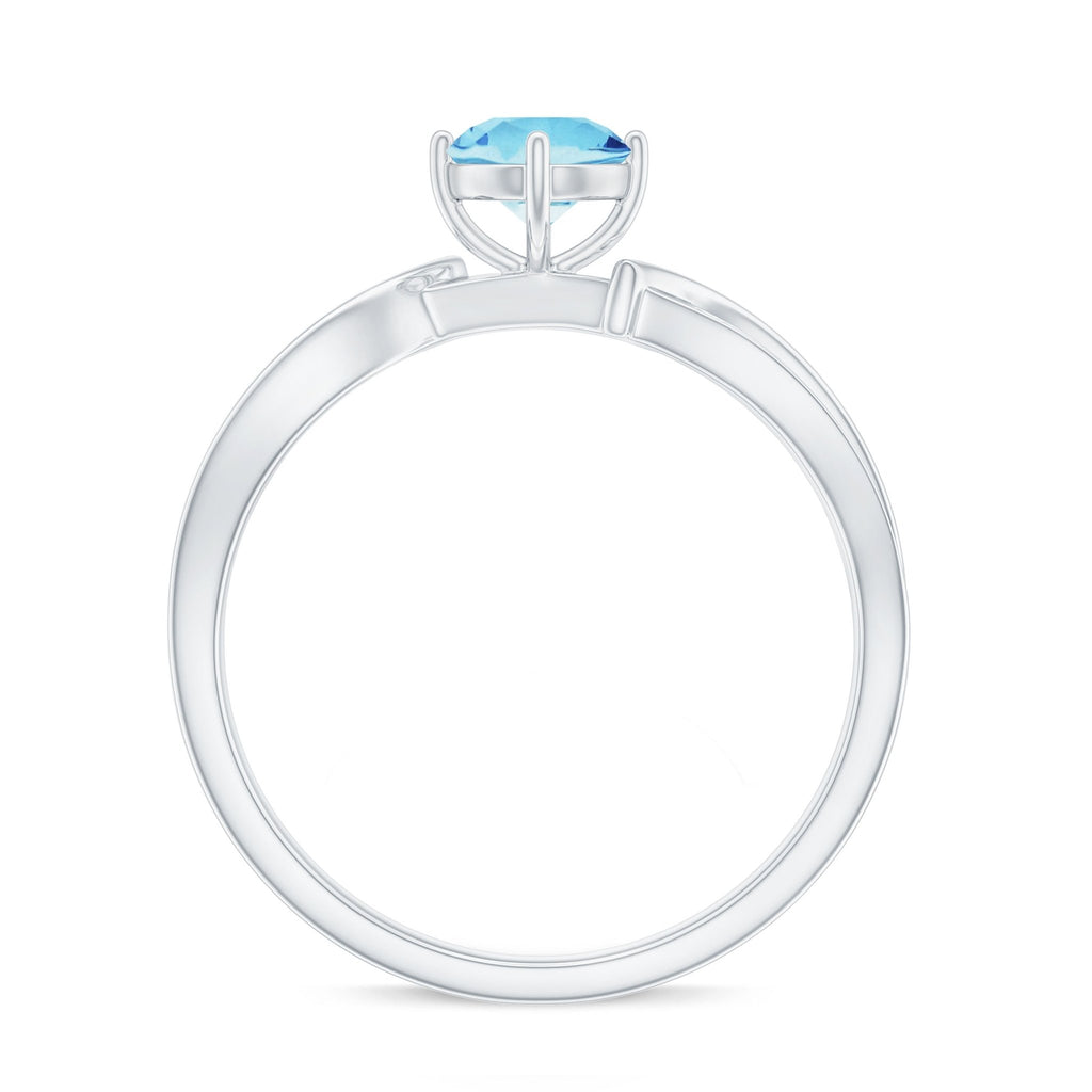 Aquamarine Engagement Ring – 0.8 Carat Blue Gemstone With Diamond Infinity Band