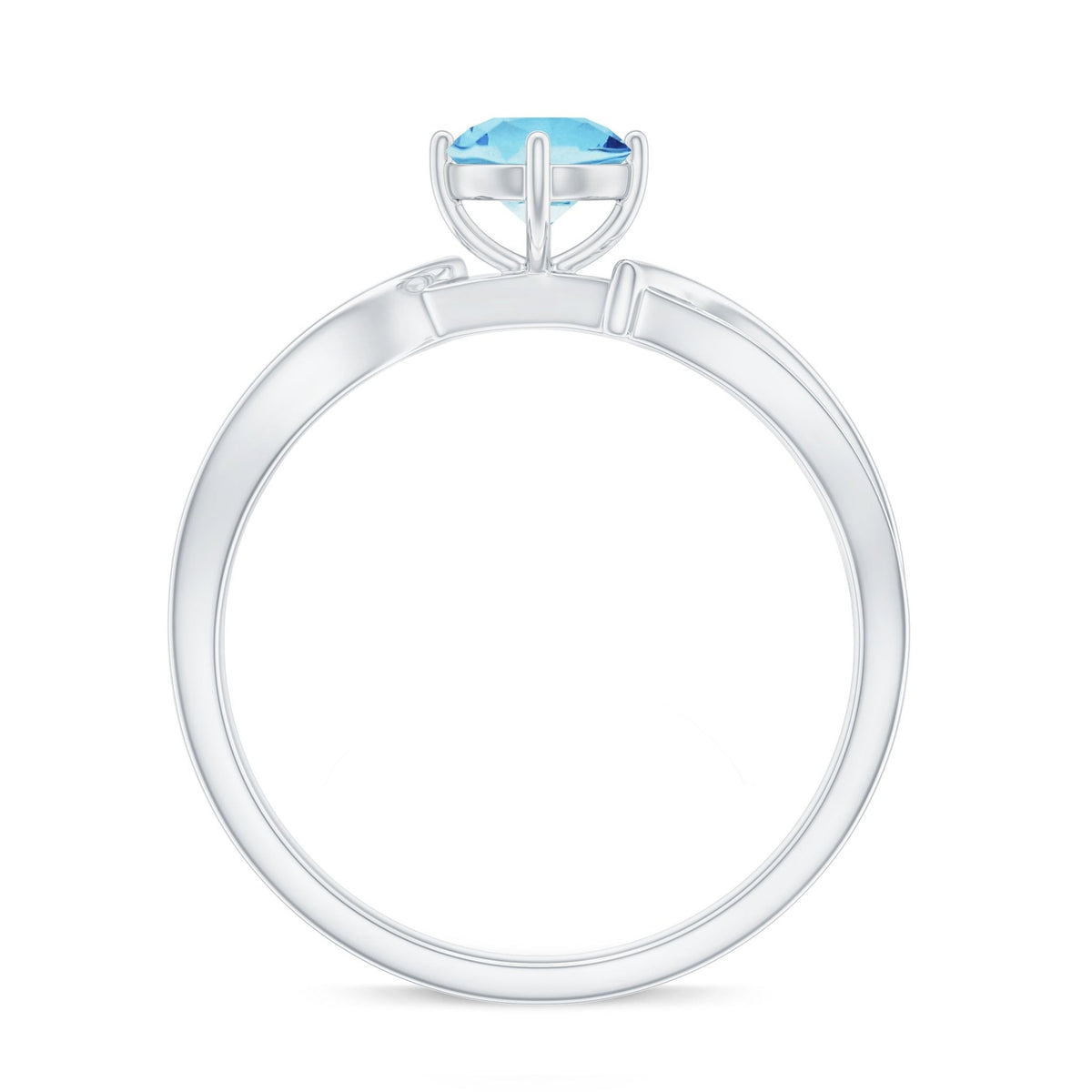 Aquamarine Engagement Ring – 0.8 Carat Blue Gemstone With Diamond Infinity Band