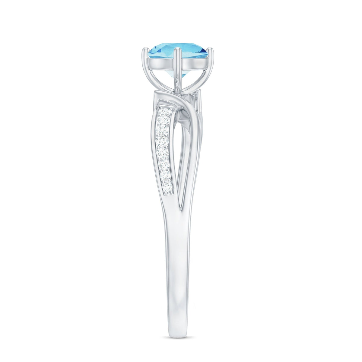 Aquamarine Engagement Ring – 0.8 Carat Blue Gemstone With Diamond Infinity Band