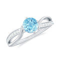 Aquamarine Engagement Ring – 0.8 Carat Blue Gemstone With Diamond Infinity Band