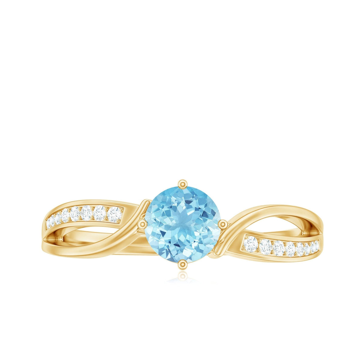 Aquamarine Engagement Ring – 0.8 Carat Blue Gemstone With Diamond Infinity Band