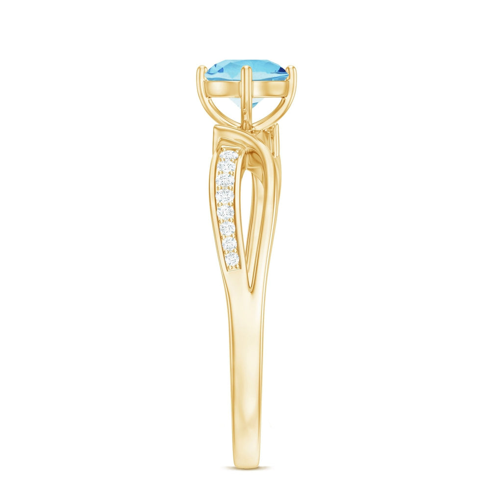 Aquamarine Engagement Ring – 0.8 Carat Blue Gemstone With Diamond Infinity Band