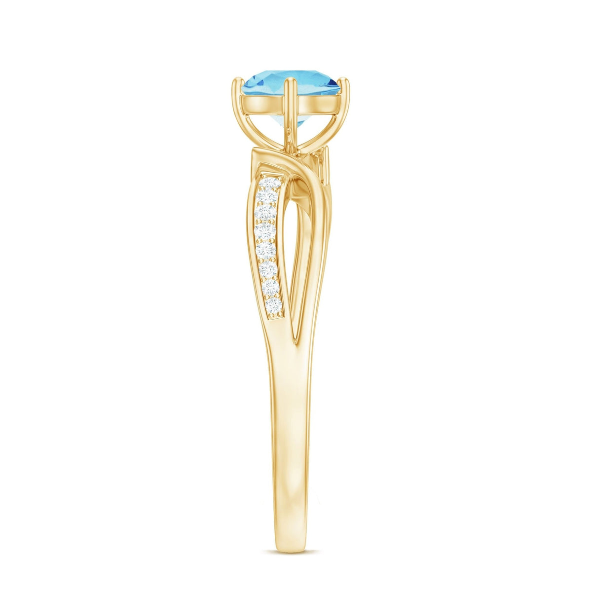 Aquamarine Engagement Ring – 0.8 Carat Blue Gemstone With Diamond Infinity Band