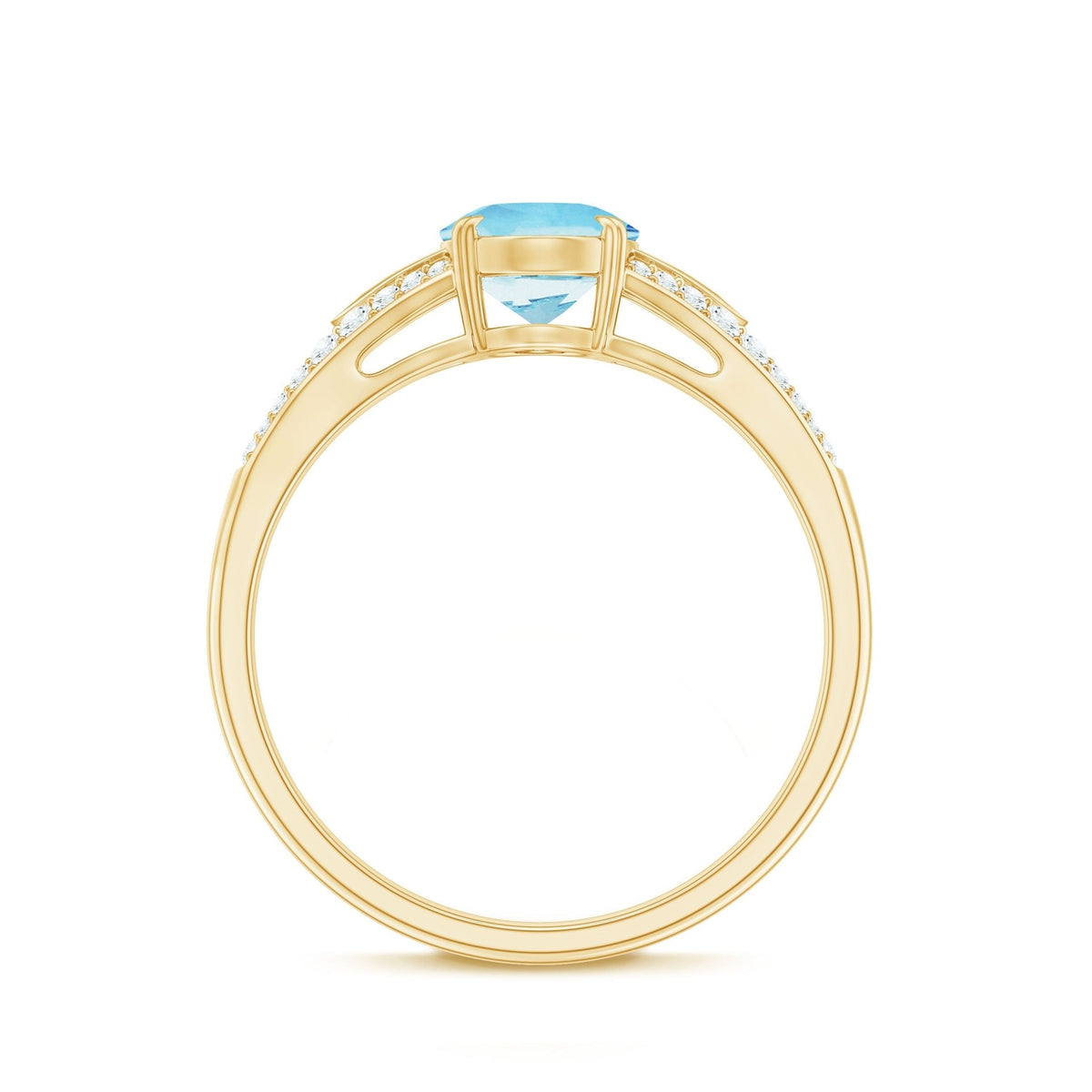 Aquamarine Engagement Ring 1 Carat Oval AAA Quality Gemstone | Modern Diamond Split Shank Style
