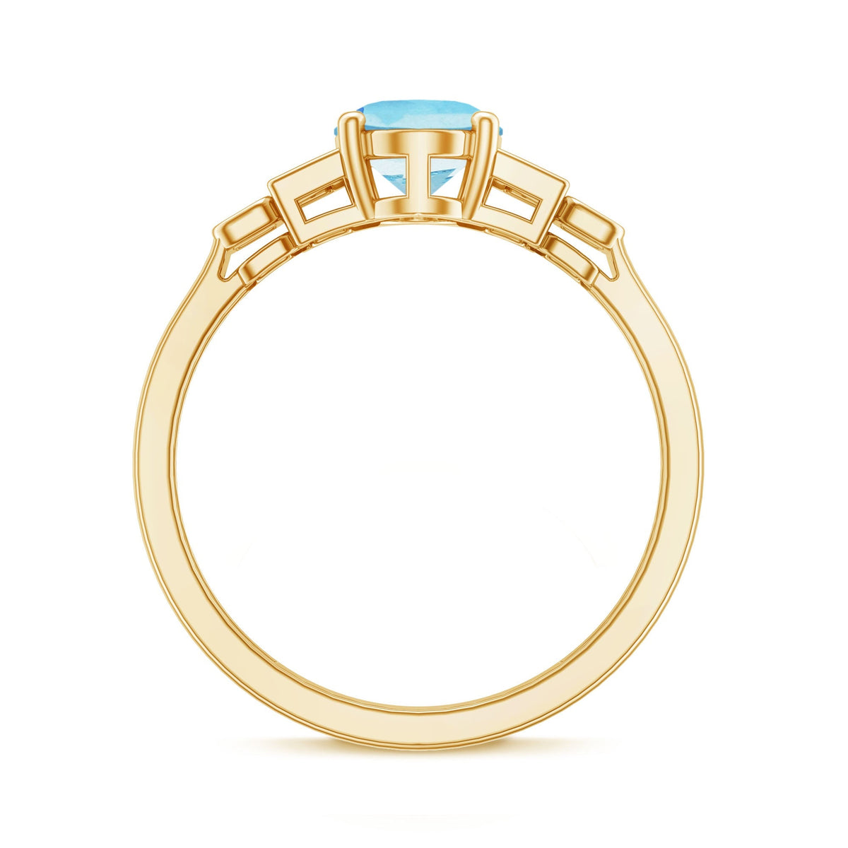 Aquamarine Engagement Ring – 1 Carat Oval Blue Gemstone With Diamond Side Stones