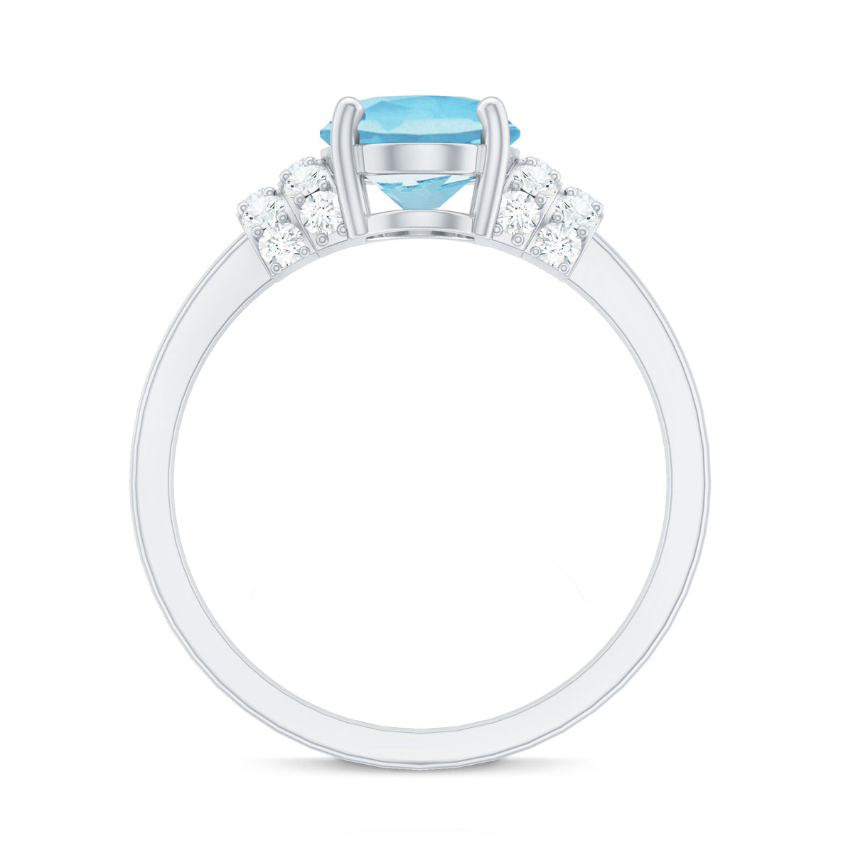 Aquamarine Engagement Ring – 1 Carat Oval Cut Blue Birthstone With Diamond Collar