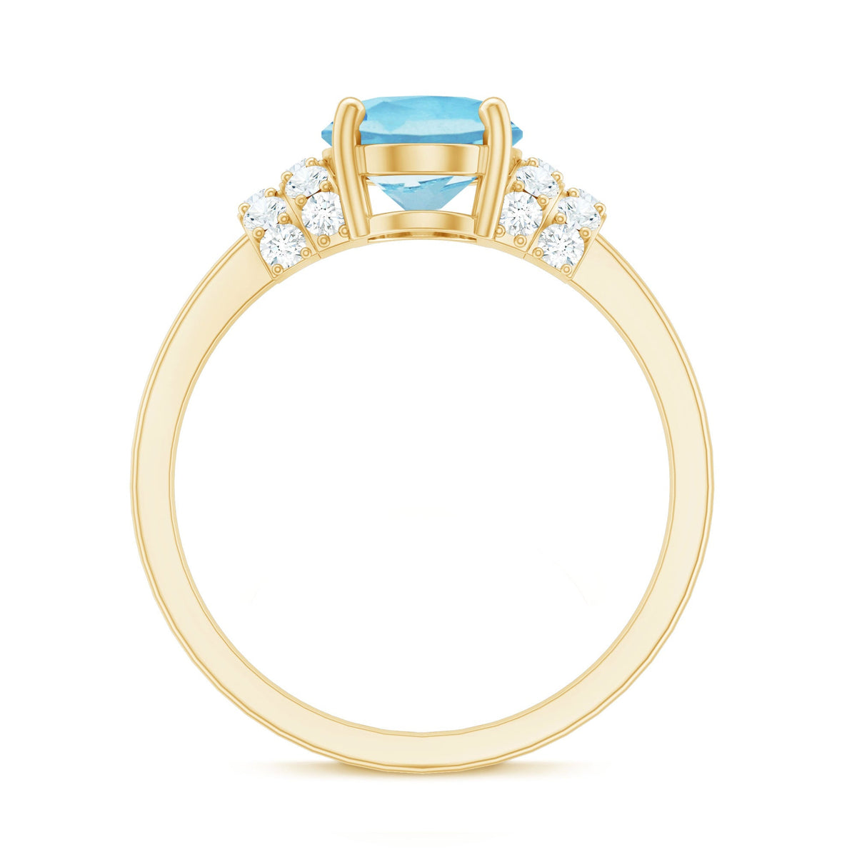 Aquamarine Engagement Ring – 1 Carat Oval Cut Blue Birthstone With Diamond Collar