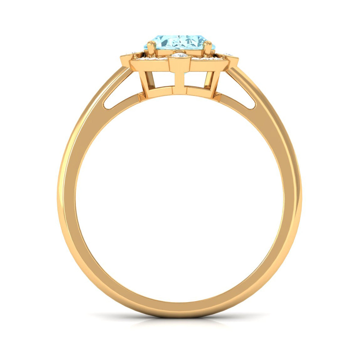 Aquamarine Engagement Ring – 1 Carat Oval Halo Ring with Diamond Halo Setting