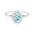 Aquamarine Engagement Ring – 1 Carat Oval Halo Ring with Diamond Halo Setting