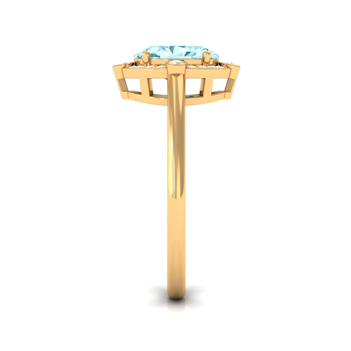 Aquamarine Engagement Ring – 1 Carat Oval Halo Ring with Diamond Halo Setting