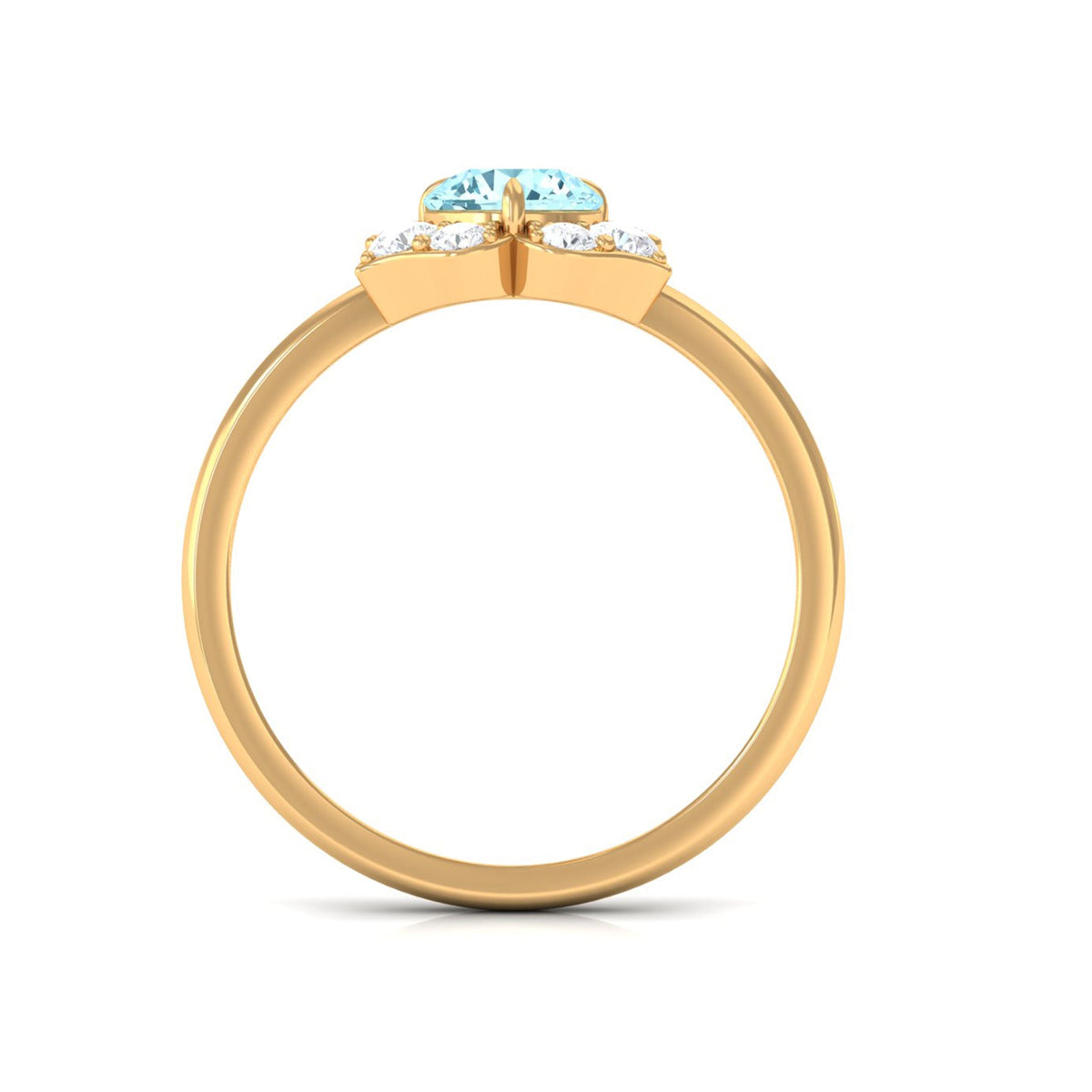 Aquamarine Engagement Ring – 6mm Round AAA Quality Blue Gemstone with Floral Halo Design