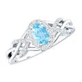 Aquamarine Engagement Ring – Designer Oval Halo Diamond Criss Cross Shank