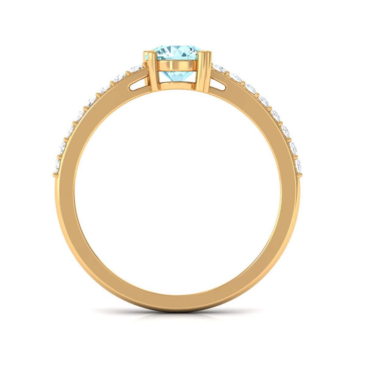 Aquamarine Engagement Ring – Designer Setting With Diamonds | Slim Band Solitaire