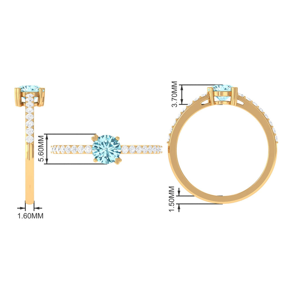 Aquamarine Engagement Ring – Designer Setting With Diamonds | Slim Band Solitaire