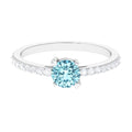 Aquamarine Engagement Ring – Designer Setting With Diamonds | Slim Band Solitaire