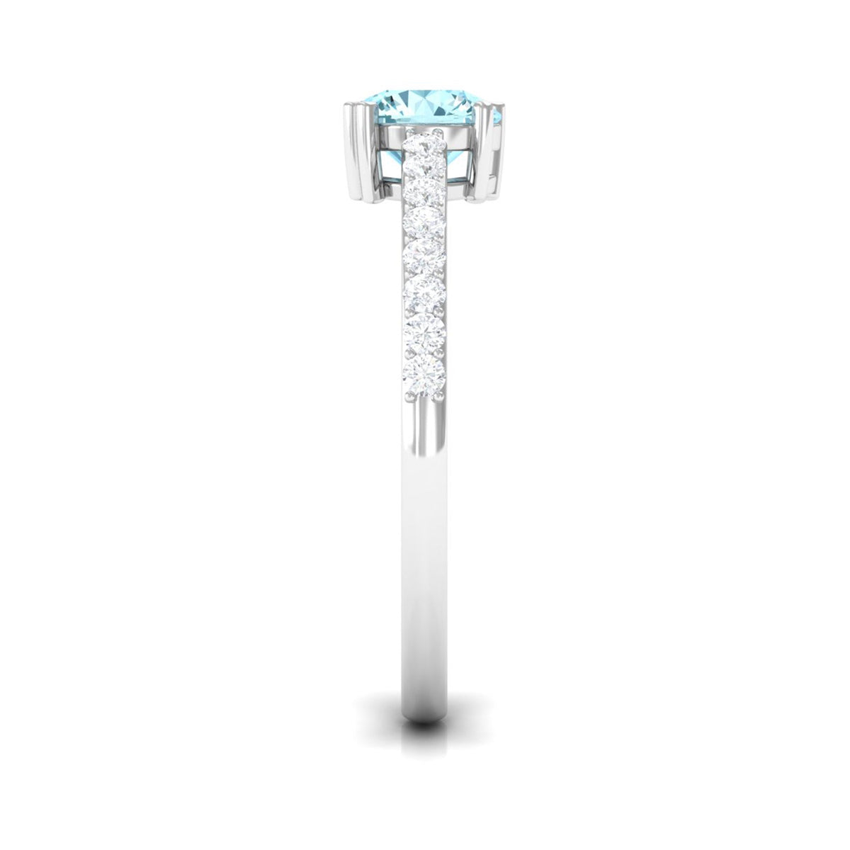 Aquamarine Engagement Ring – Designer Setting With Diamonds | Slim Band Solitaire