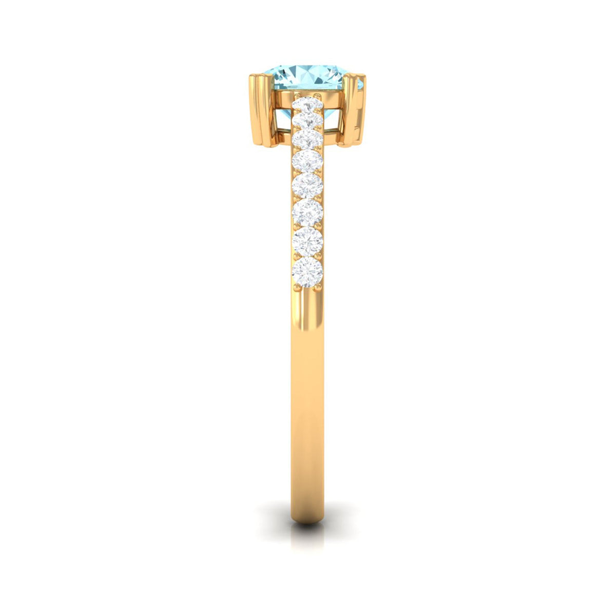 Aquamarine Engagement Ring – Designer Setting With Diamonds | Slim Band Solitaire