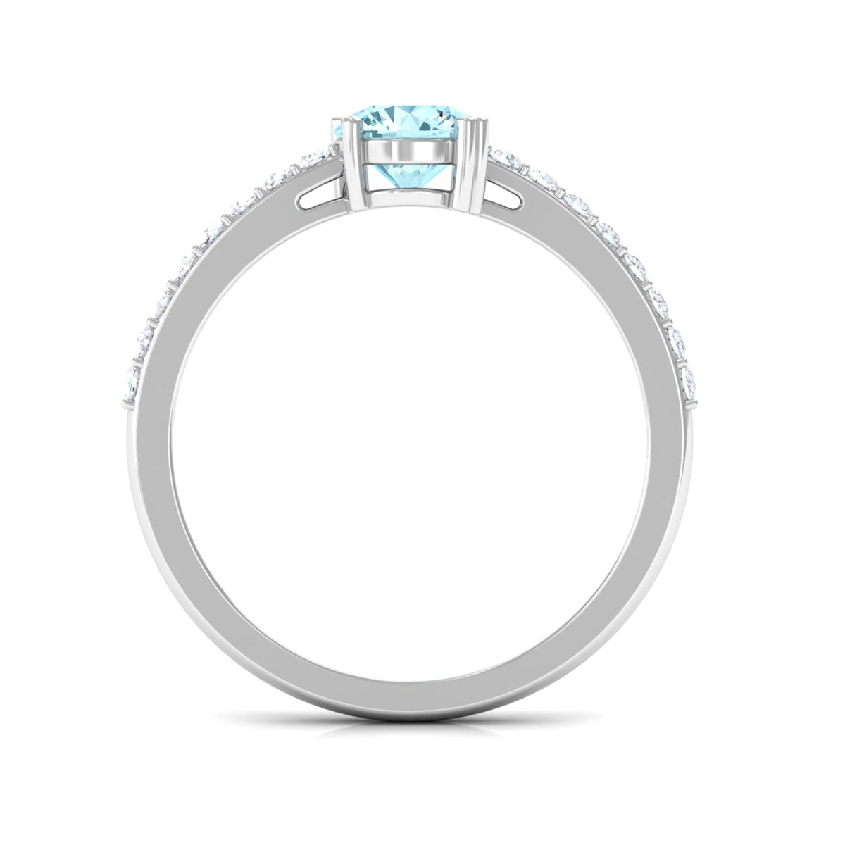 Aquamarine Engagement Ring – Designer Setting With Diamonds | Slim Band Solitaire