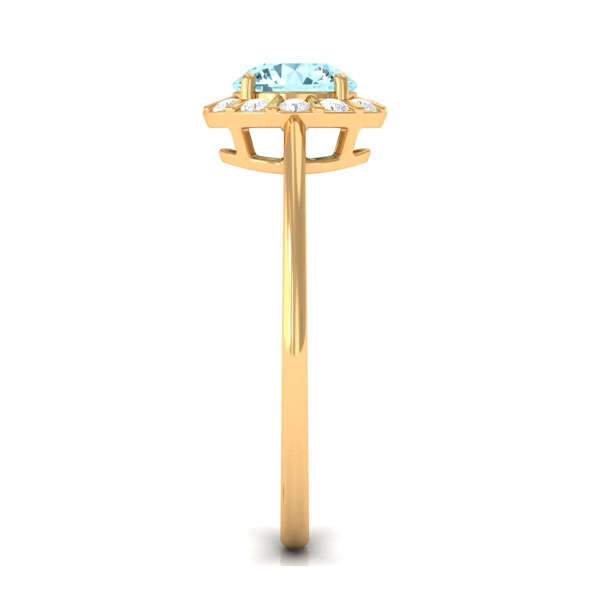 Aquamarine Engagement Ring – Diamond Floating Halo, Soft Blue Ring Design