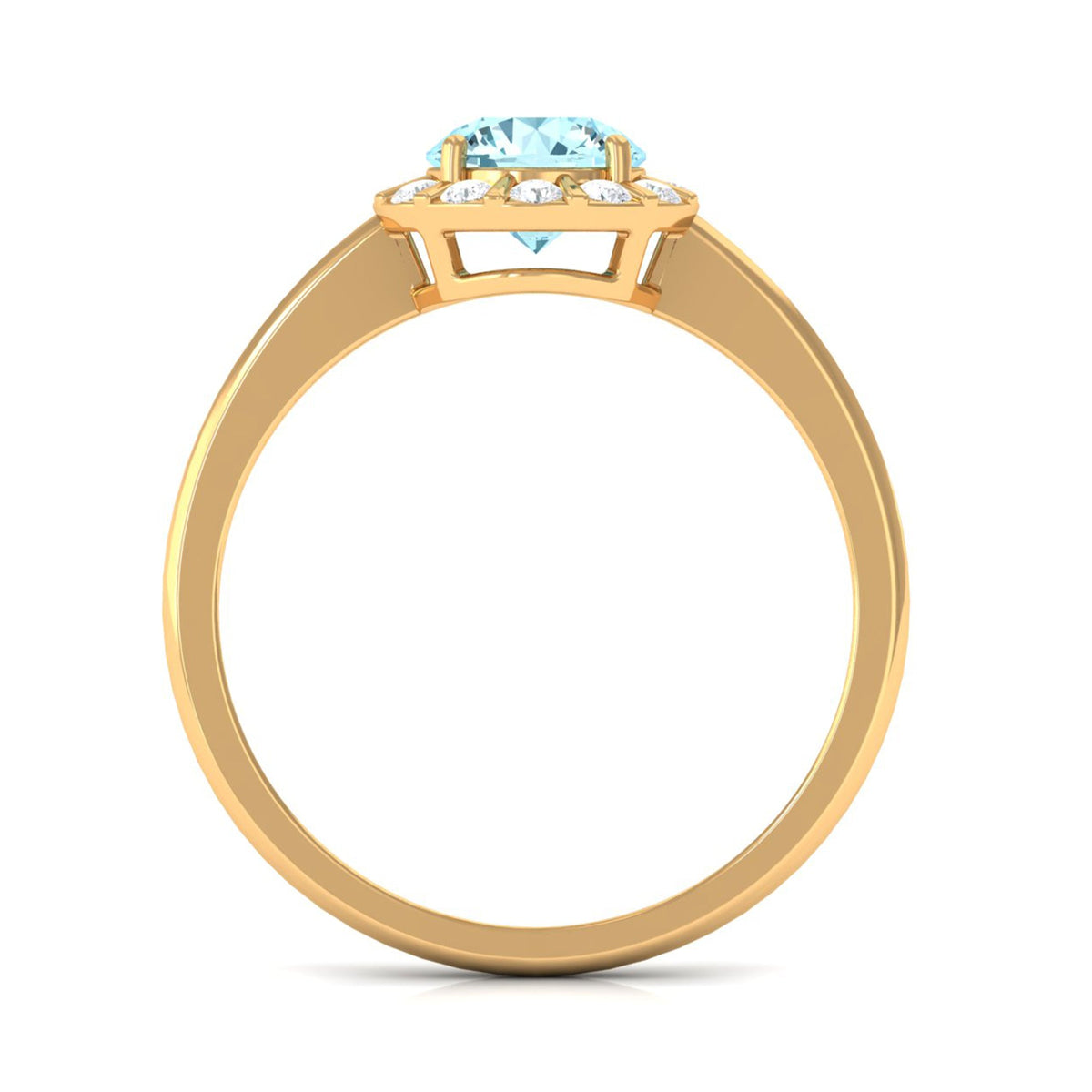 Aquamarine Engagement Ring – Diamond Floating Halo, Soft Blue Ring Design
