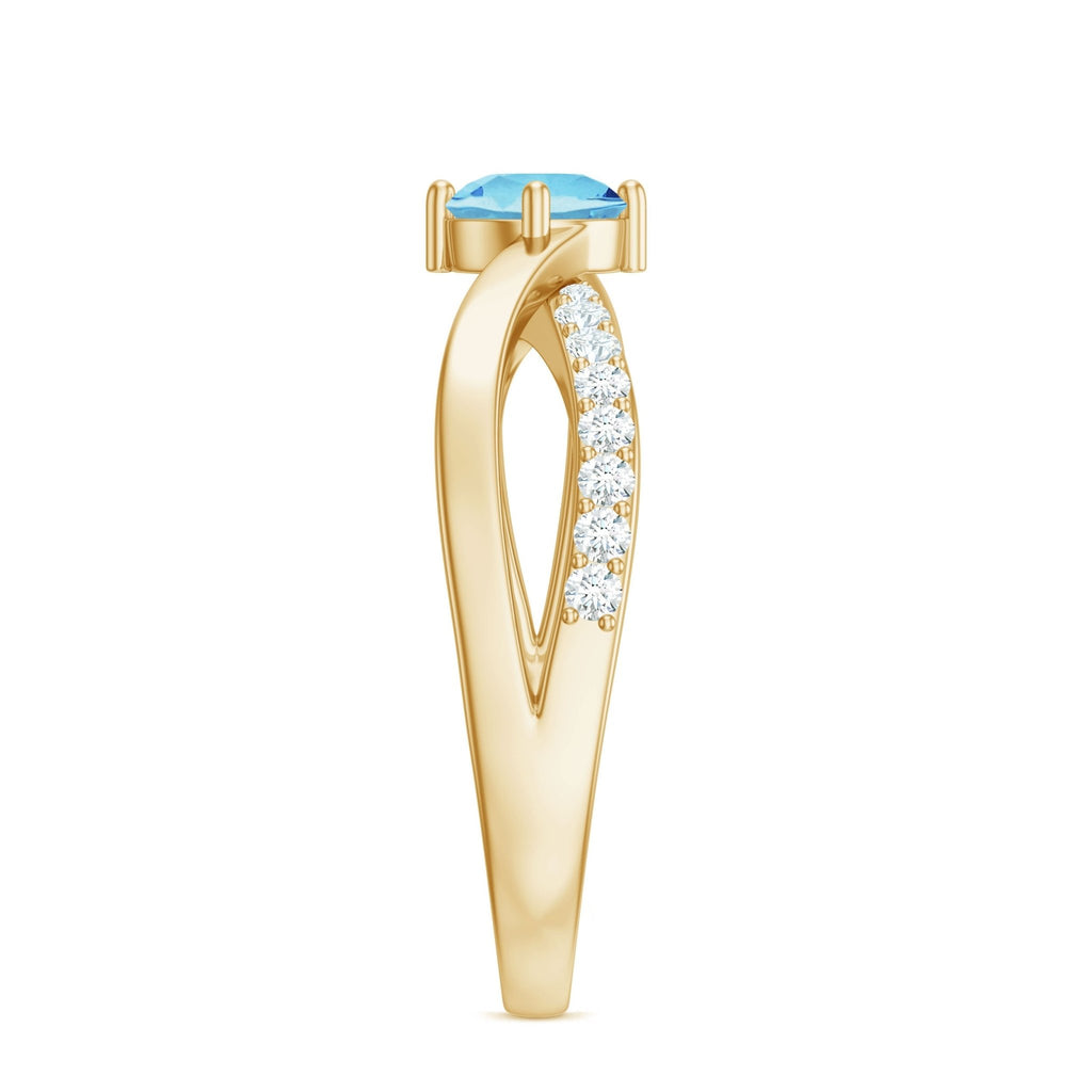 Aquamarine Engagement Ring – Diamond Infinity Shank With Blue Gemstone Accent