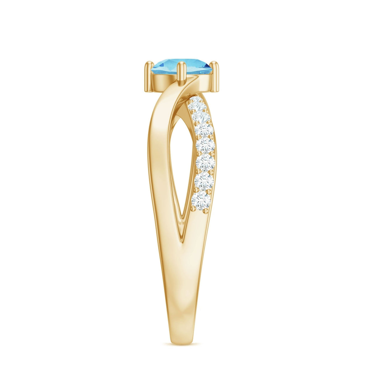 Aquamarine Engagement Ring – Diamond Infinity Shank With Blue Gemstone Accent
