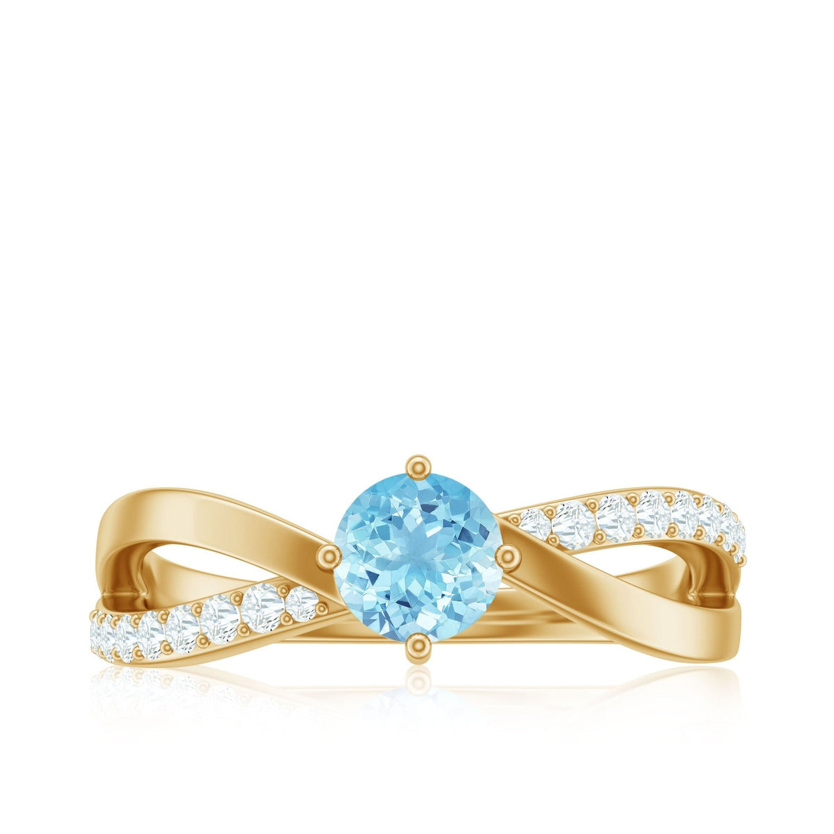 Aquamarine Engagement Ring – Diamond Infinity Shank With Blue Gemstone Accent